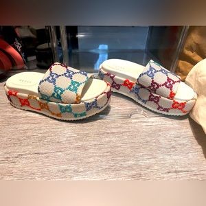 Gucci GG Multicolor Platform Sandals